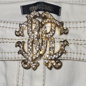 Roberto Cavalli off-white/cream crop  "RC" jeans size 40
